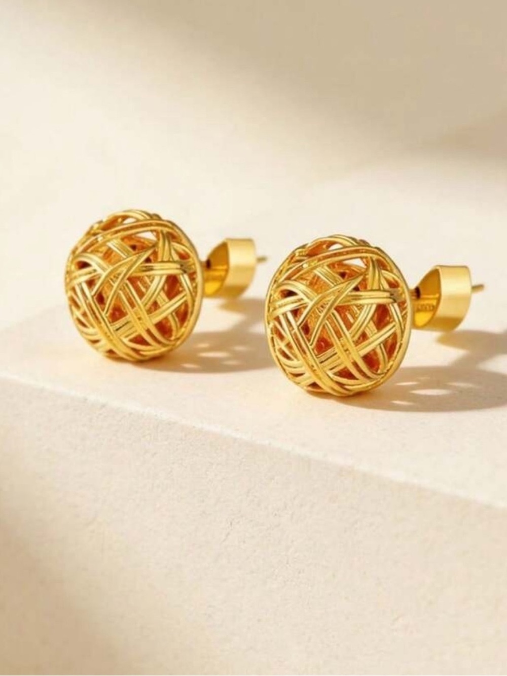 Loowe Gold Woven Ball Earrings - Picture 2 of 4